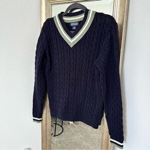 Lands' End Cable Knit Tennis Sweater Size Small